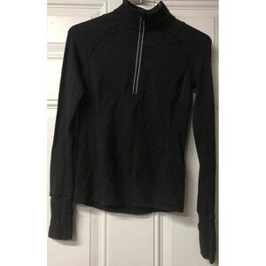 EUC Ivivva LuluLemon Athletica Long Sleeve Shirt Sz 10 Black 1/4 Zip Fold Mitts